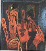 Tower room - Selfportrait with Erna Ernst Ludwig Kirchner
